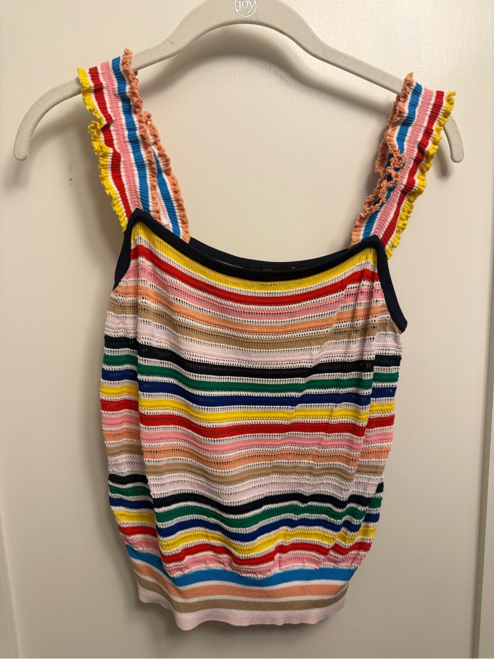 J. Crew Women Multicolor Striped Knit Tank with Navy Trim